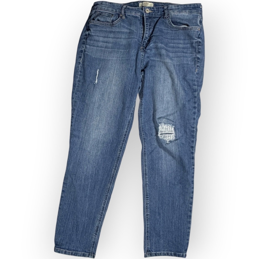 Vtg America Blues Womens Distressed Skinny Jeans Size 12/31 Medium Wash Blue Y2K